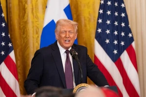 Tổng thống D.Trump trong một sự kiện tại Nhà Trắng hôm 24/3/2025. (Ảnh: Tân Hoa xã)