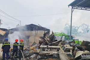 Khống chế đám cháy xưởng gỗ quy mô lớn ở thành phố Bảo Lộc, tỉnh Lâm Đồng.