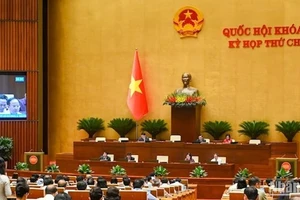 Quốc hội thảo luận ở hội trường. (Ảnh: BÙI GIANG)