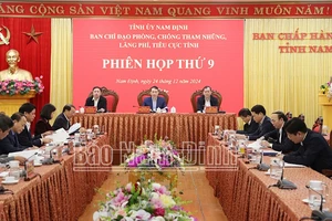 Một phiên họp của Ban Chỉ đạo phòng, chống tham nhũng, lãng phí, tiêu cực tỉnh Nam Định. (Ảnh: Báo Nam Định)