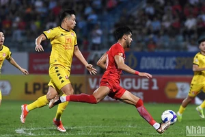 Dẫn trước 2-0 nhưng Thể Công Viettel không thể bảo toàn tỷ số để rồi phải chia điểm với Hải Phòng. (Ảnh: TRẦN HẢI)
