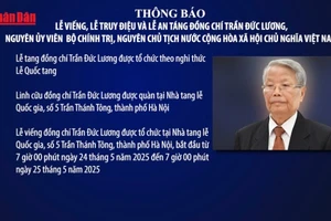 Thông báo lễ viếng, lễ truy điệu và lễ an táng đồng chí Trần Đức Lương