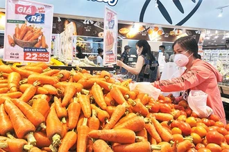 Người tiêu dùng chọn mua hàng hóa tại một siêu thị Go! ở thành phố Hồ Chí Minh.