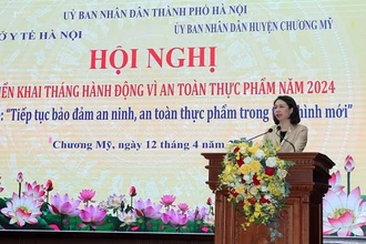 Phó Chủ tịch UBND thành phố Hà Nội Vũ Thu Hà phát biểu tại hội nghị