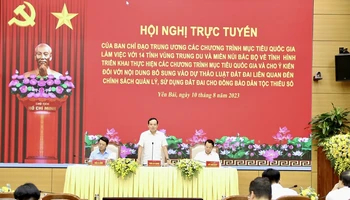 Phó Thủ tướng Trần Lưu Quang phát biểu chỉ đạo hội nghị trực tuyến.