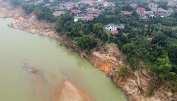 Sạt lở bờ sông Chảy đang uy hiếp tài sản, tính mạng, hoa màu của hàng chục hộ dân khu Nghinh Lạc, xã Hùng Xuyên, huyện Đoan Hùng.