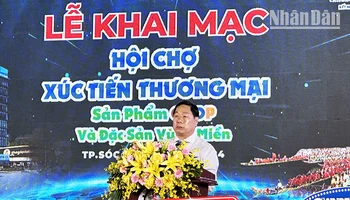 Phó Chủ tịch Thường trực Ủy ban nhân dân tỉnh Sóc Trăng Lâm Hoàng Nghiệp phát biểu khai mạc.