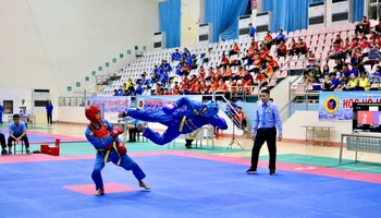 Một trận đấu diễn ra sau lễ khai mạc Giải Vô địch Vovinam toàn quốc năm 2023.