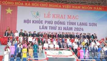 Các đại biểu tham dự Lễ khai mạc Hội khỏe Phù Đổng của tỉnh Lạng Sơn Lần thứ XI năm 2024.