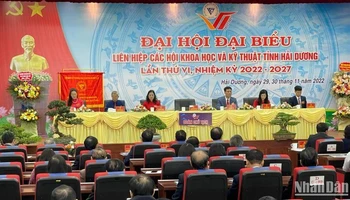 Các đại biểu dự Đại hội Liên hiệp Các hội khoa học và kỹ thuật tỉnh Hải Dương.