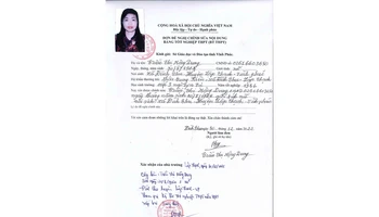 Giấy xác nhận tốt nghiệp Trung học phổ thông của bà Trần Thị Mộng Dung.