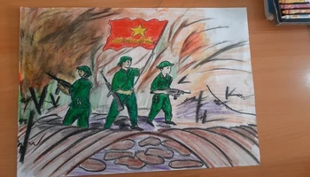 Tranh vẽ dự thi của học sinh Trường Tiểu học Noong Hẹt, huyện Điện Biên, tỉnh Điện Biên.