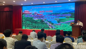 Hội nghị xúc tiến, quảng bá du lịch tỉnh Thái Nguyên diễn ra vào chiều 11/4 tại Hà Nội. (Ảnh: NGỌC KHÁNH)