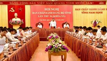 Quang cảnh hội nghị lần thứ 36, Ban chấp hành Đảng bộ tỉnh Nam Định khóa 20, nhiệm kỳ 2020-2025.