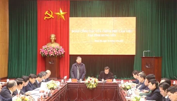 Đại tướng Tô Lâm, Ủy viên Bộ Chính trị, Bộ trưởng Công an, Trưởng đoàn công tác Chính phủ làm việc với tỉnh Hưng Yên.