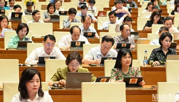 Các đại biểu Quốc hội dự phiên họp ở hội trường ngày 10/5. (Ảnh: BÙI GIANG)
