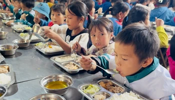 Rất vui khi được ăn thế này! (Ảnh: THANH SƠN)