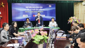 Quang cảnh họp báo Giải bóng bàn Các cây vợt xuất sắc quốc gia - SFUL 2024 tại Hải Dương.