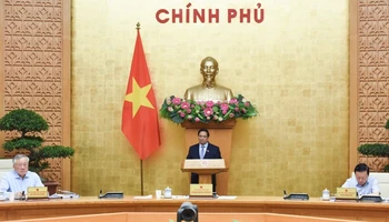 Thủ tướng Phạm Minh Chính chủ trì phiên họp Chính phủ thường kỳ tháng 4. (Ảnh: TRẦN HẢI)