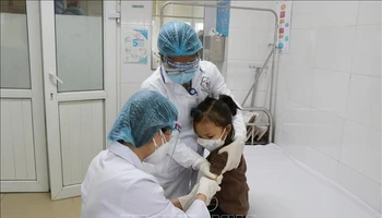 Ảnh minh họa: Bác sĩ Bệnh viện A Thái Nguyên tiêm cho bệnh nhi. (Nguồn: TTXVN)