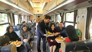 Đoàn khảo sát trên chuyến tàu.