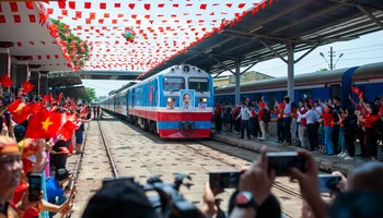 "Đoàn tàu Thống Nhất" tiến vào Ga Đà Nẵng.