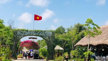 Nhiều du khách rất thích thú trải nghiệm du lịch tại công trình điện gió Hòa Bình-Bạc Liêu. 