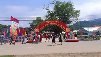 Không gian lễ hội được thiết kế khá đẹp mắt, thu hút đông đảo du khách địa phương và ngoài tỉnh.