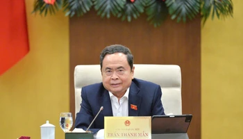 Chủ tịch Quốc hội Trần Thanh Mẫn phát biểu tại phiên họp. (Ảnh Duy Linh)