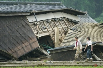 Làng Kuma tại tỉnh Kumamoto hoang tàn sau trận mưa lũ.