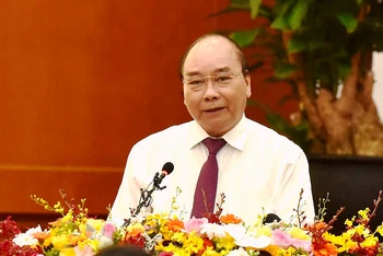 Thủ tướng Nguyễn Xuân Phúc phát biểu ý kiến tại Hội nghị.