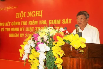 Đồng chí Hồ Thanh Sơn phát biểu tại hội nghị.