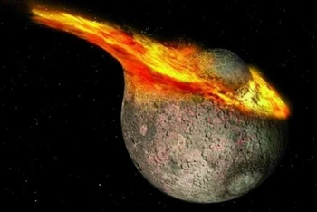 Hình ảnh mô tả cho thấy mặt trăng được hình thành từ một vụ va chạm xảy ra gần đây hơn so với các nhà khoa học dự đoán. Ảnh: Ron Miller.