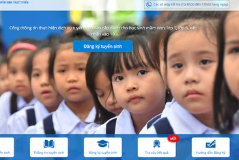Giao diện Hệ thống tuyển sinh trực tuyến của TP Hà Nội