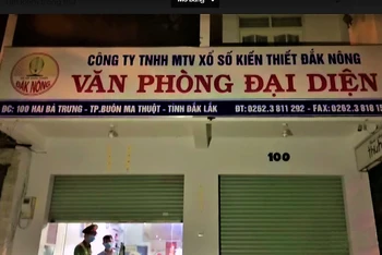 Văn phòng đại diện của Công ty TNHH MTV xổ số kiến thiết Đắk Nông tại TP Buôn Ma Thuột, nơi nhóm nam, nữ tổ chức ăn nhậu trong thời gian cách ly xã hội.