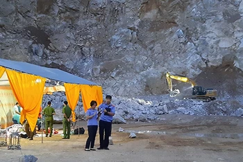 Hiện trường vụ tai nạn lao động tại khu vực khai thác mỏ đá của Công ty Hoàng Anh ở xã Na Ư, huyện Điện Biên, tỉnh Điện Biên ngày 1-6-2020 (Ảnh minh họa: Lê Lan).
