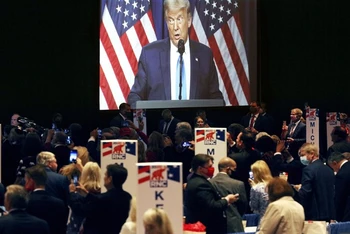 Tổng thống Trump phát biểu tại Đại hội toàn quốc đảng Cộng hòa, ngày 24-8. (Ảnh: AP)