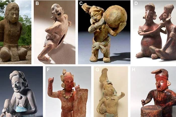 Các bức tượng cổ Maya với những biểu hiện cảm xúc phong phú.