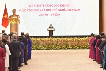 Thủ tướng Chính phủ Nguyễn Xuân Phúc phát biểu tại Lễ kỷ niệm. (Ảnh: TRẦN HẢI)