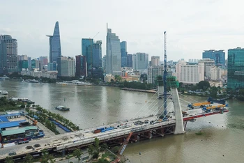 Dự án cầu Thủ Thiêm 2 nối Khu đô thị mới Thủ Thiêm với Quận 1, TP Hồ Chí Minh. Ảnh: Vietnamnet.vn