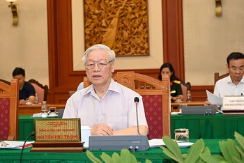 Tổng Bí thư, Chủ tịch nước Nguyễn Phú Trọng chủ trì buổi làm việc.