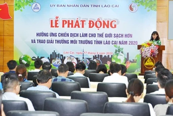 Lễ phát động chống rác thải nhựa, bảo vệ môi trường sạch hơn tại Lào Cai, chiều 17-9.