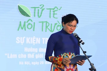 Chủ tịch Hội LHPN Việt Nam Hà Thị Nga phát biểu ý kiến tại sự kiện