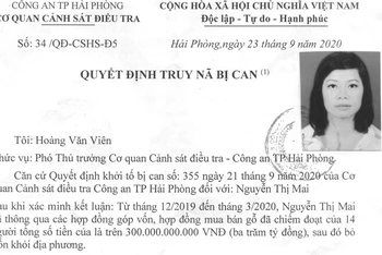 Quyết định truy nã Nguyễn Thị Mai.