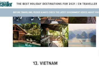 Việt Nam ở vị trí thứ 13 trong xếp hạng 21 điểm đến tốt nhất cho năm 2021 theo đánh giá của CNTraveller. (Ảnh chụp màn hình)