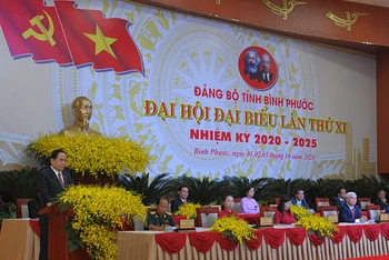 Đồng chí Trần Thanh Mẫn phát biểu tại Đại hội.