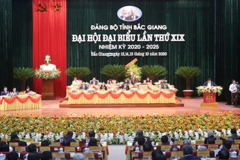 Toàn cảnh Đại hội Đảng bộ tỉnh Bắc Giang lần thứ 19 nhiệm kỳ 2020 - 2025.