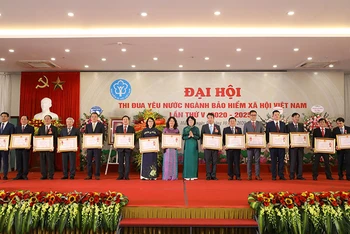 Phó Chủ tịch nước Đặng Thị Ngọc Thịnh trao tặng Huân chương Lao động cho các tập thể, cá nhân có thành tích xuất sắc (Ảnh: VSS).