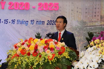 Đồng chí Võ Văn Thưởng, Ủy viên Bộ Chính trị, Bí thư T.Ư Đảng, Trưởng Ban Tuyên giáo Trung ương phát biểu chỉ đạo Đại hội.