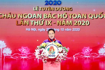 Chủ tịch Quốc hội Nguyễn Thị Kim Ngân phát biểu ý kiến tại buổi lễ.